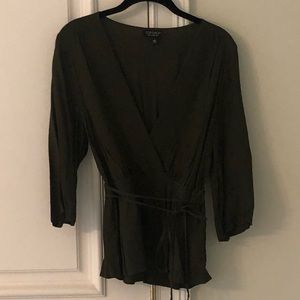 Olive green Topshop romantic blouse